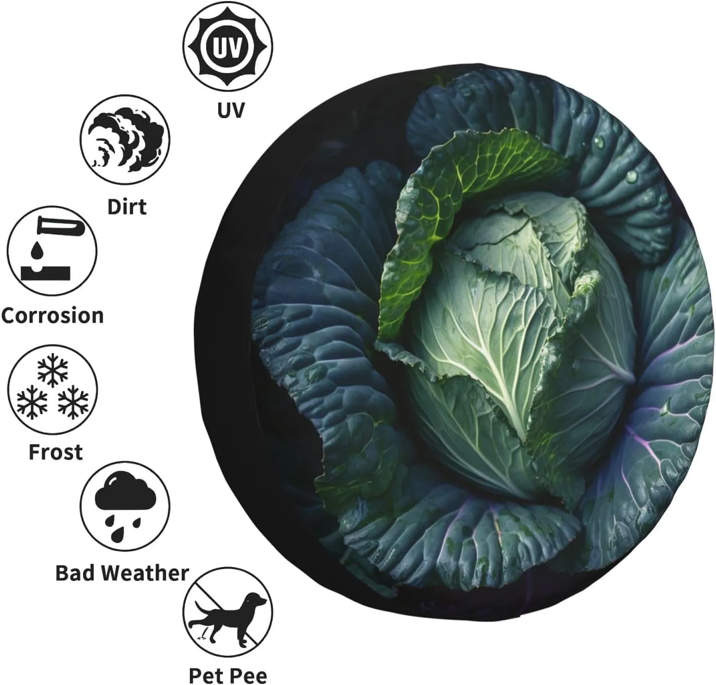 Spare Tire Cover Waterproof Dust-Proof Wheel Cover Windproof Tire Protector Bright Cabbage Tire Wheel Protector Rv Tire Covers Universal Size Fit for Trailers Camper Truck 16 inch