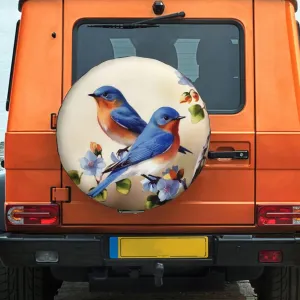 Spare Tire Cover Waterproof Dust-Proof Wheel Cover Windproof Tire Protector Happy Bluebirds Tire Wheel Protector Rv Tire Covers Universal Size Fit for Trailers Camper Truck 14 inch