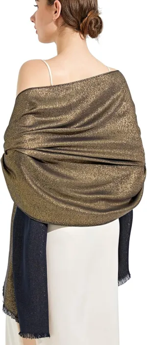 Sparkling Metallic Pashmina Shawl Wraps Scarf for Evening Party Bridal Wedding Formal Dresses