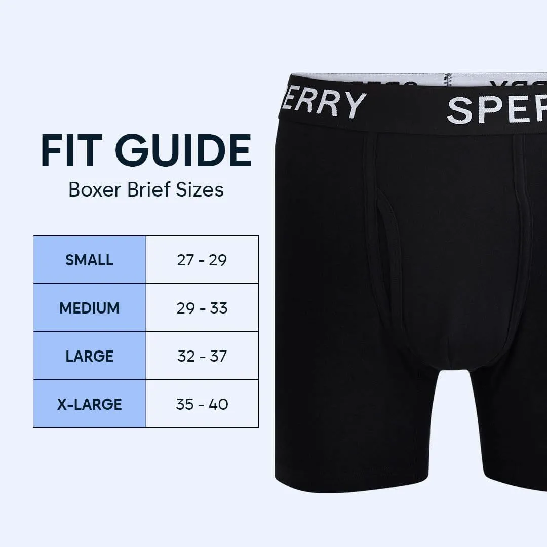 Sperry 4-Pack Mens Premium Cotton Stretch Boxer Briefs – Everyday Comfort Cotton Mens Boxer Briefs with Fly Pouch & 5” Inseam