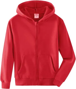 Spring&Gege Youth Solid Classic Hoodies Soft Hooded Full Zip Sweatshirts for Children (3-14 Years)