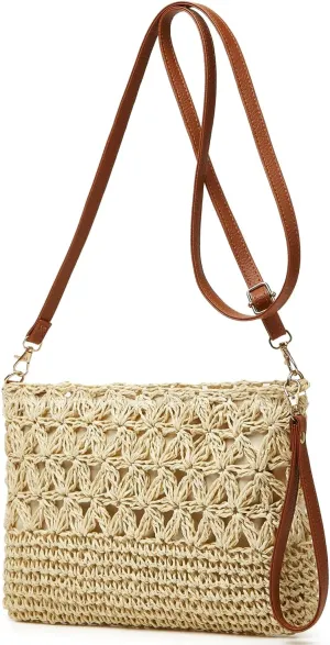 Square Bag Straw Beach Bags For Women Rattan Purse Summer Straw Crossbody Handmade Raffia Bag Handbag Purse Shoulder Bag 2025
