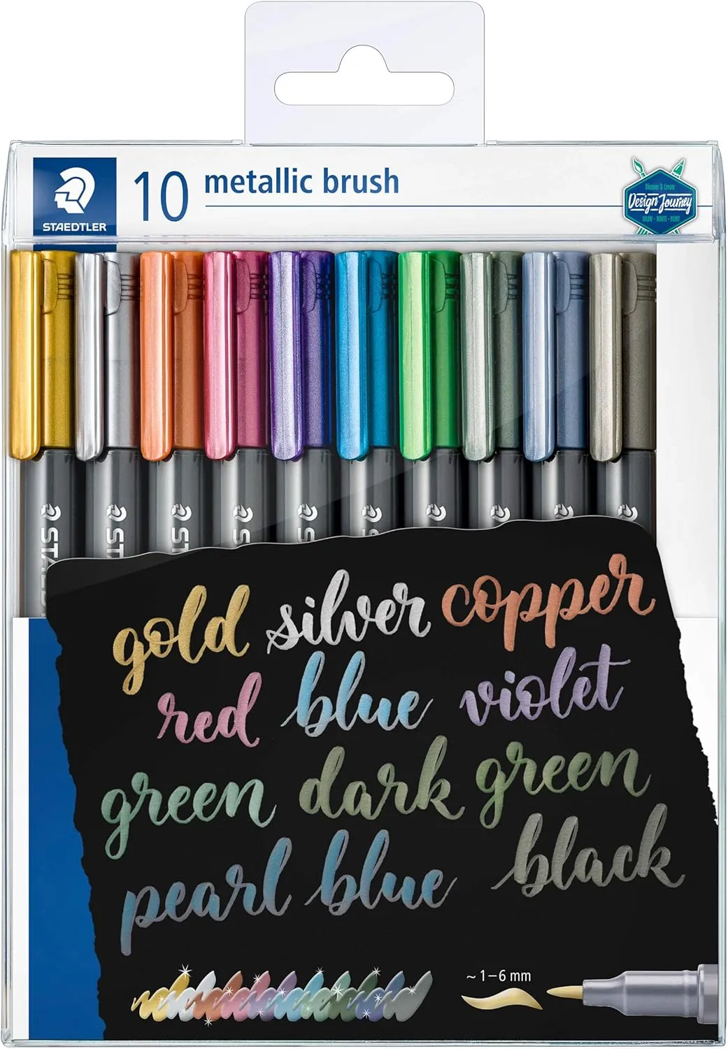 STAEDTLER 8321 TB10 metallic brush pens, wallet of 10 assorted colours