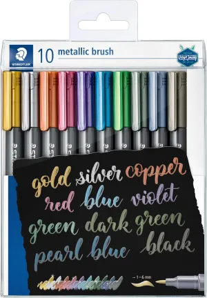 STAEDTLER 8321 TB10 metallic brush pens, wallet of 10 assorted colours