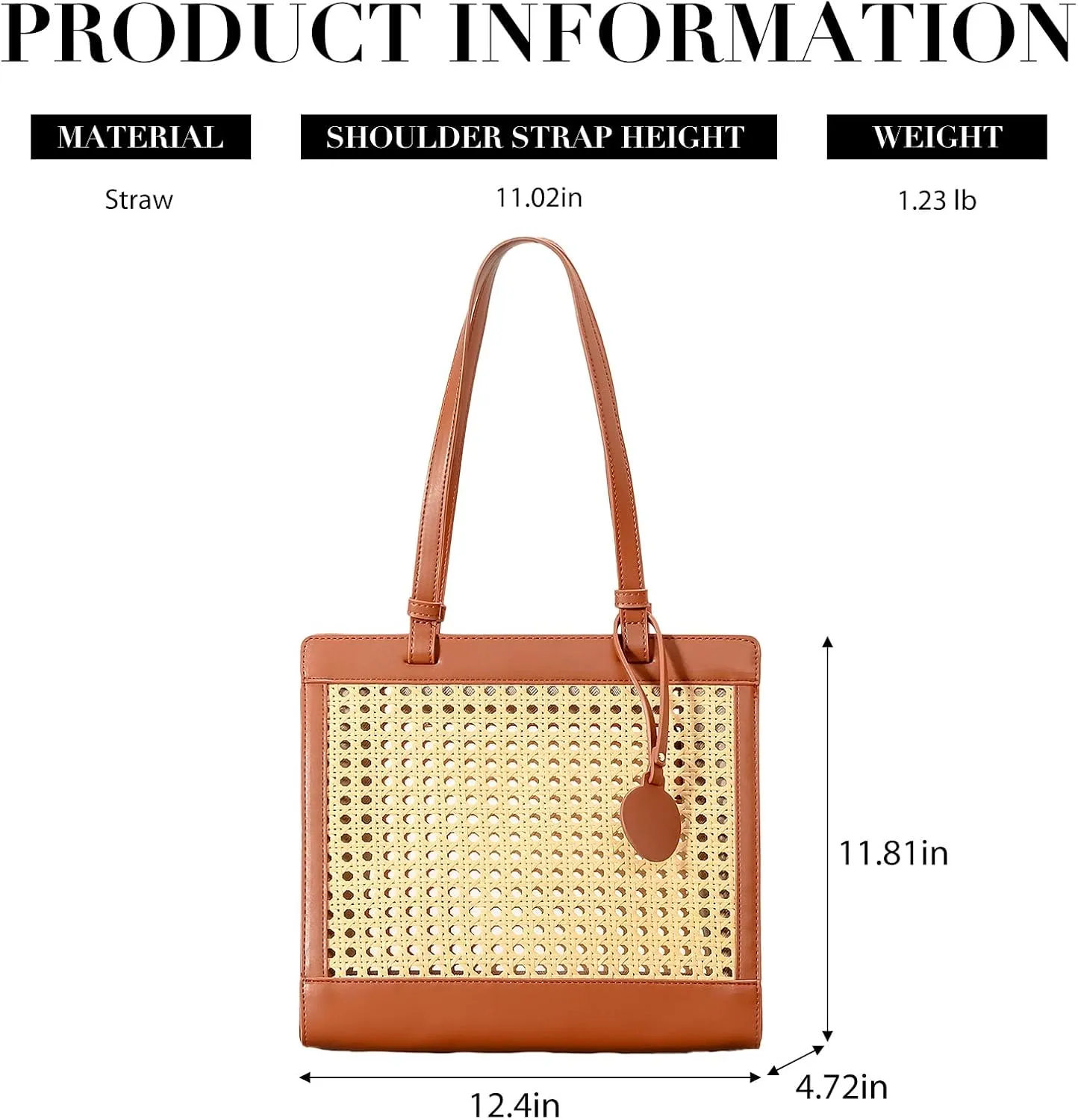 Straw Beach Bag for Women Summer Woven Rattan Tote Bag Straw Purses and Handbags for Vacation with Pendant