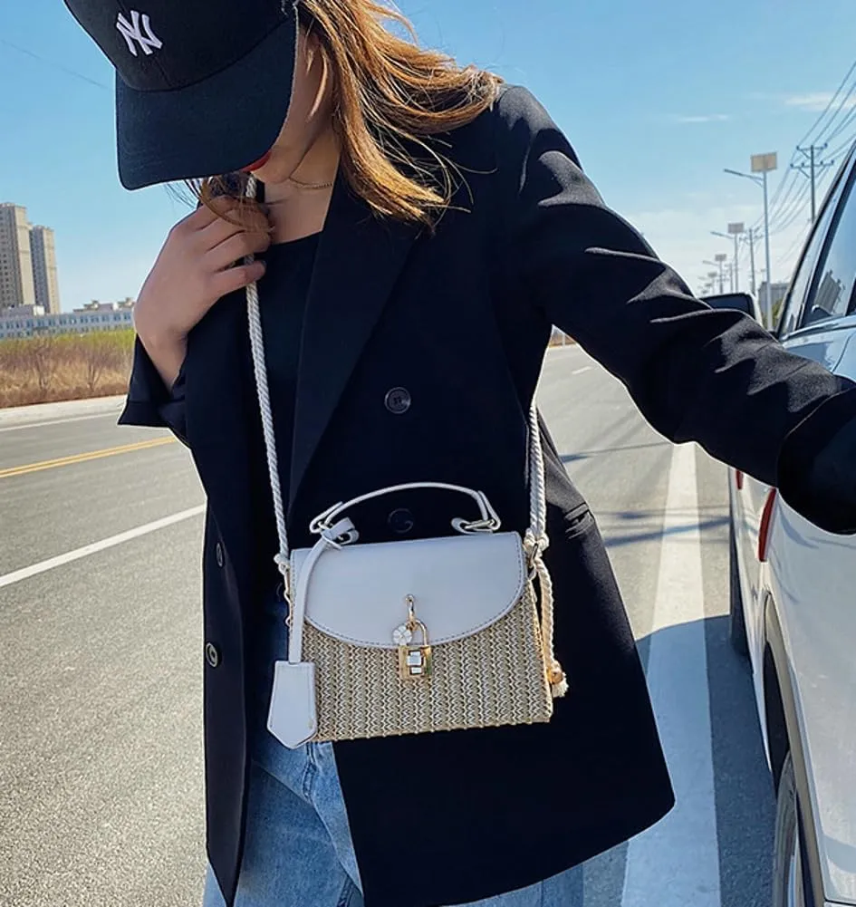 Straw Beach Bags For Women - Summer Satchel Purses Shoulder Crossbody Square Rattan Purse 2024