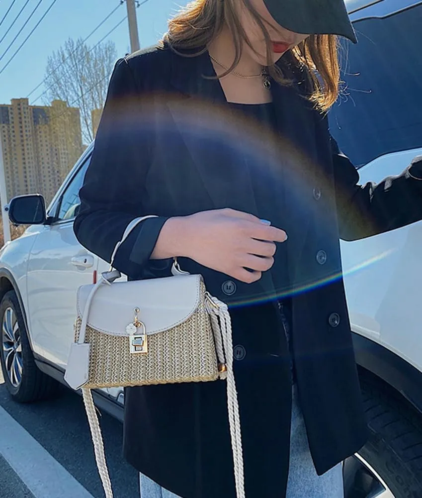 Straw Beach Bags For Women - Summer Satchel Purses Shoulder Crossbody Square Rattan Purse 2024