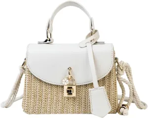 Straw Beach Bags For Women - Summer Satchel Purses Shoulder Crossbody Square Rattan Purse 2024