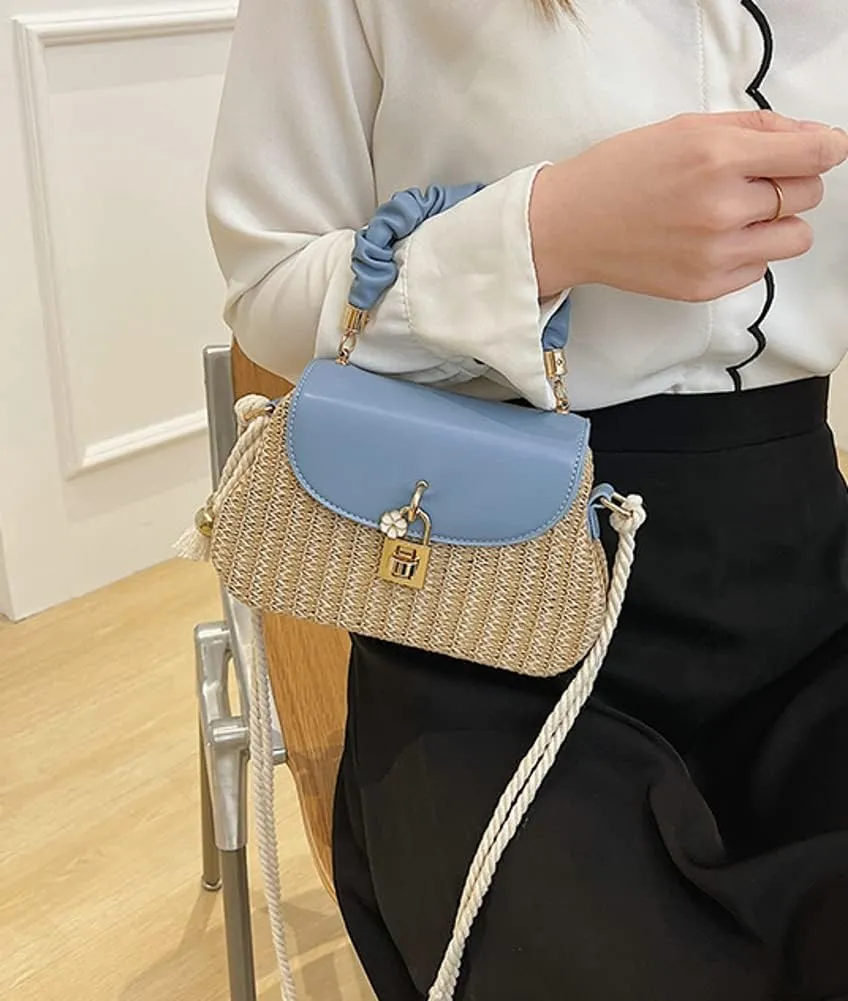Straw Crossbody Bag for Women Hand Woven Shoulder Bag Leather Top Handle Small Boho Purse Rattan Beach Handbags
