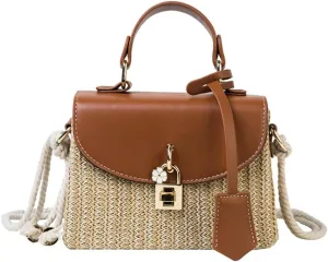 Straw Square Bag Straw Beach Bags For Women Rattan Purses Summer Straw Crossbody Purse Tote Bag Handbag Shoulder Bag 2025