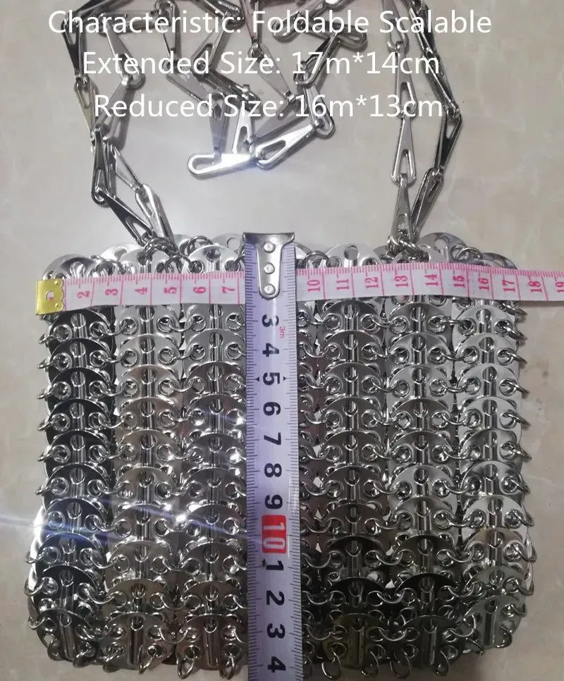 Stylish Silver Sequin Evening Clutch Bag