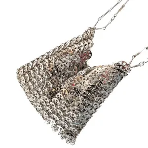 Stylish Silver Sequin Evening Clutch Bag