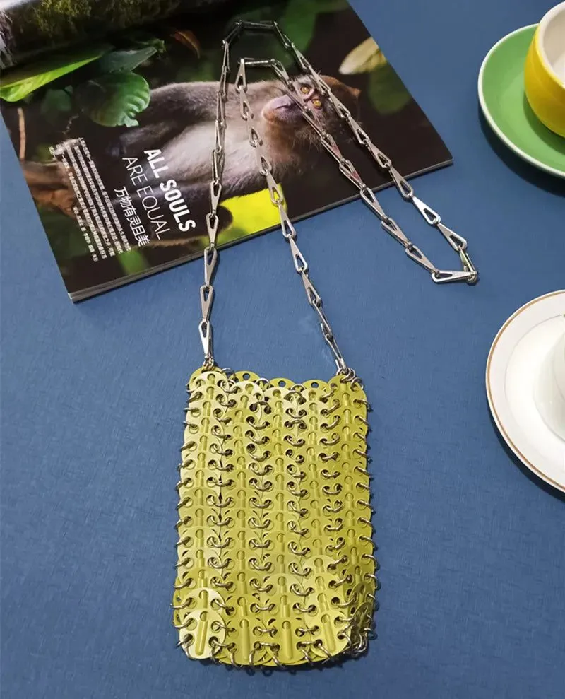 Stylish Silver Sequin Evening Clutch Bag