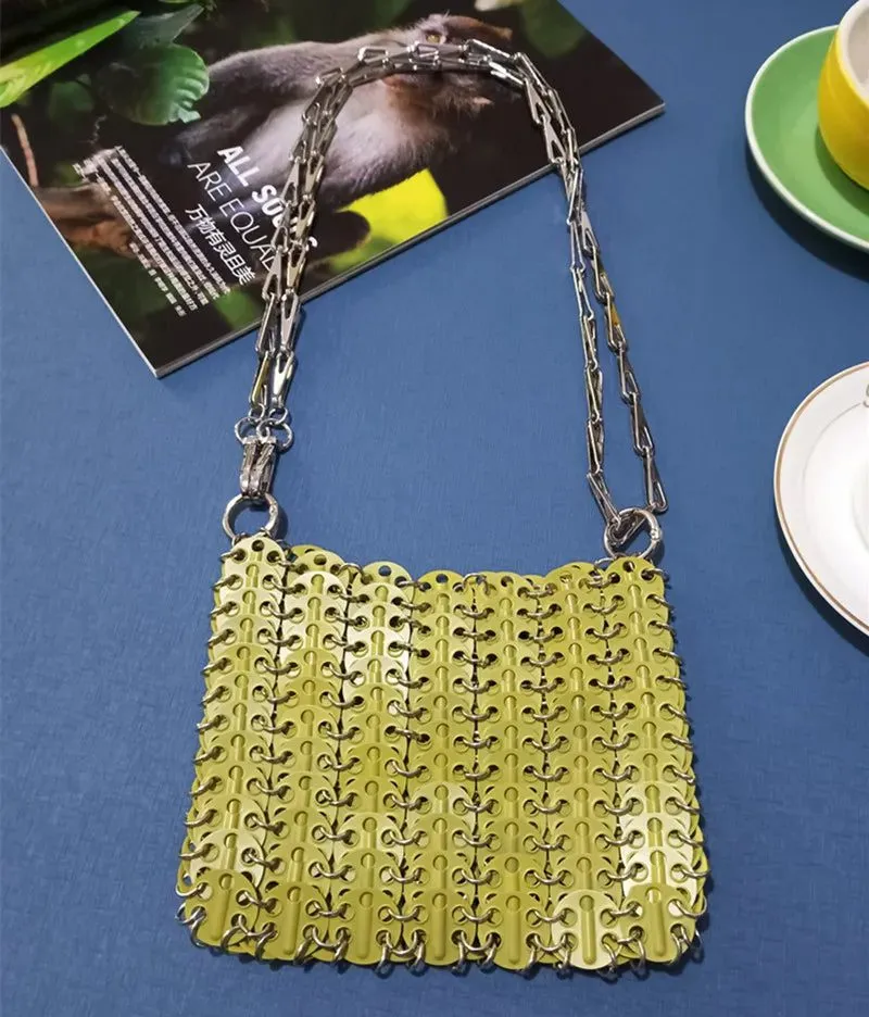 Stylish Silver Sequin Evening Clutch Bag