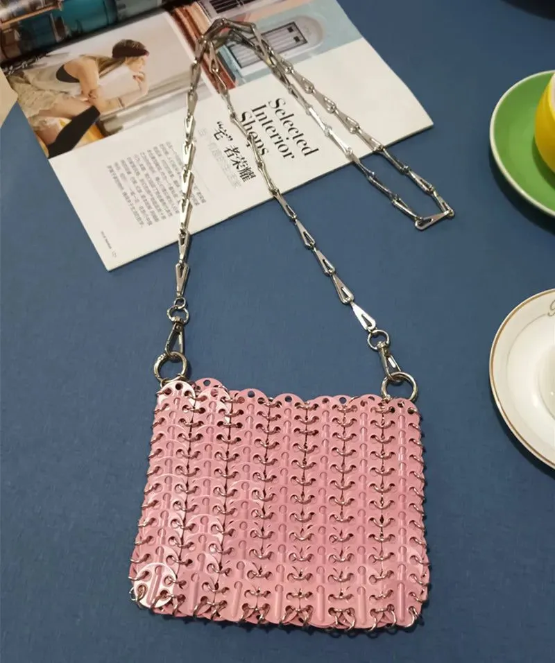 Stylish Silver Sequin Evening Clutch Bag