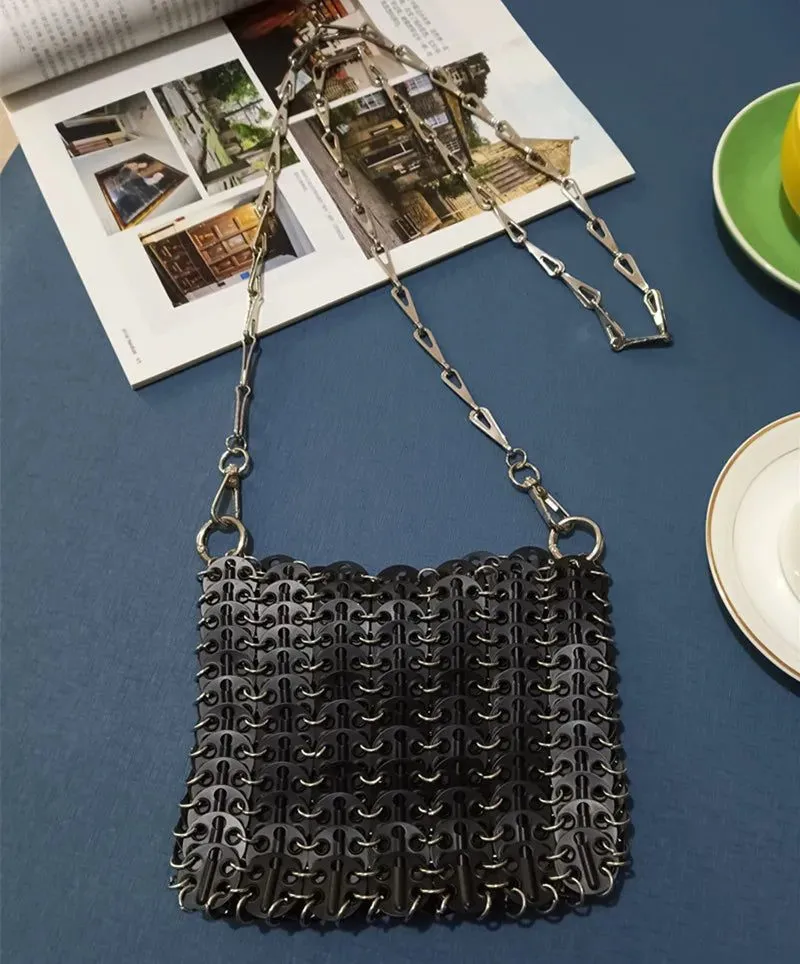 Stylish Silver Sequin Evening Clutch Bag