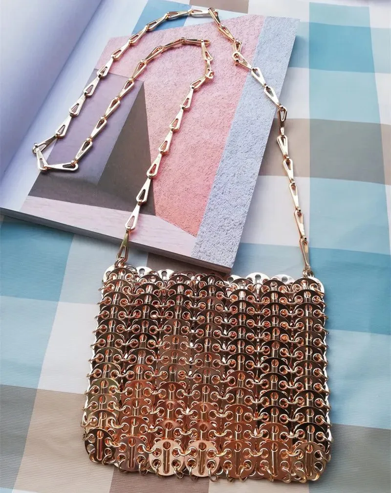 Stylish Silver Sequin Evening Clutch Bag