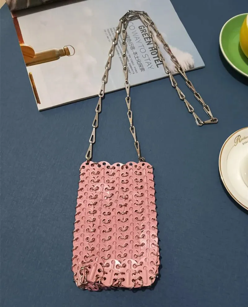 Stylish Silver Sequin Evening Clutch Bag