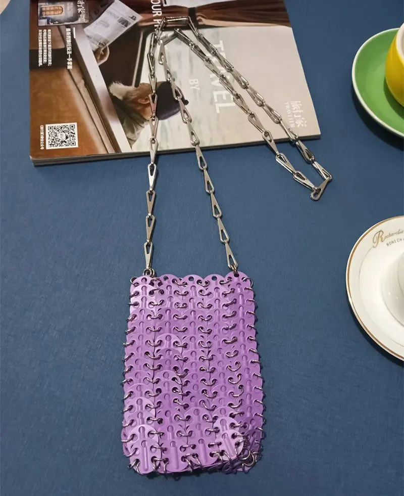 Stylish Silver Sequin Evening Clutch Bag