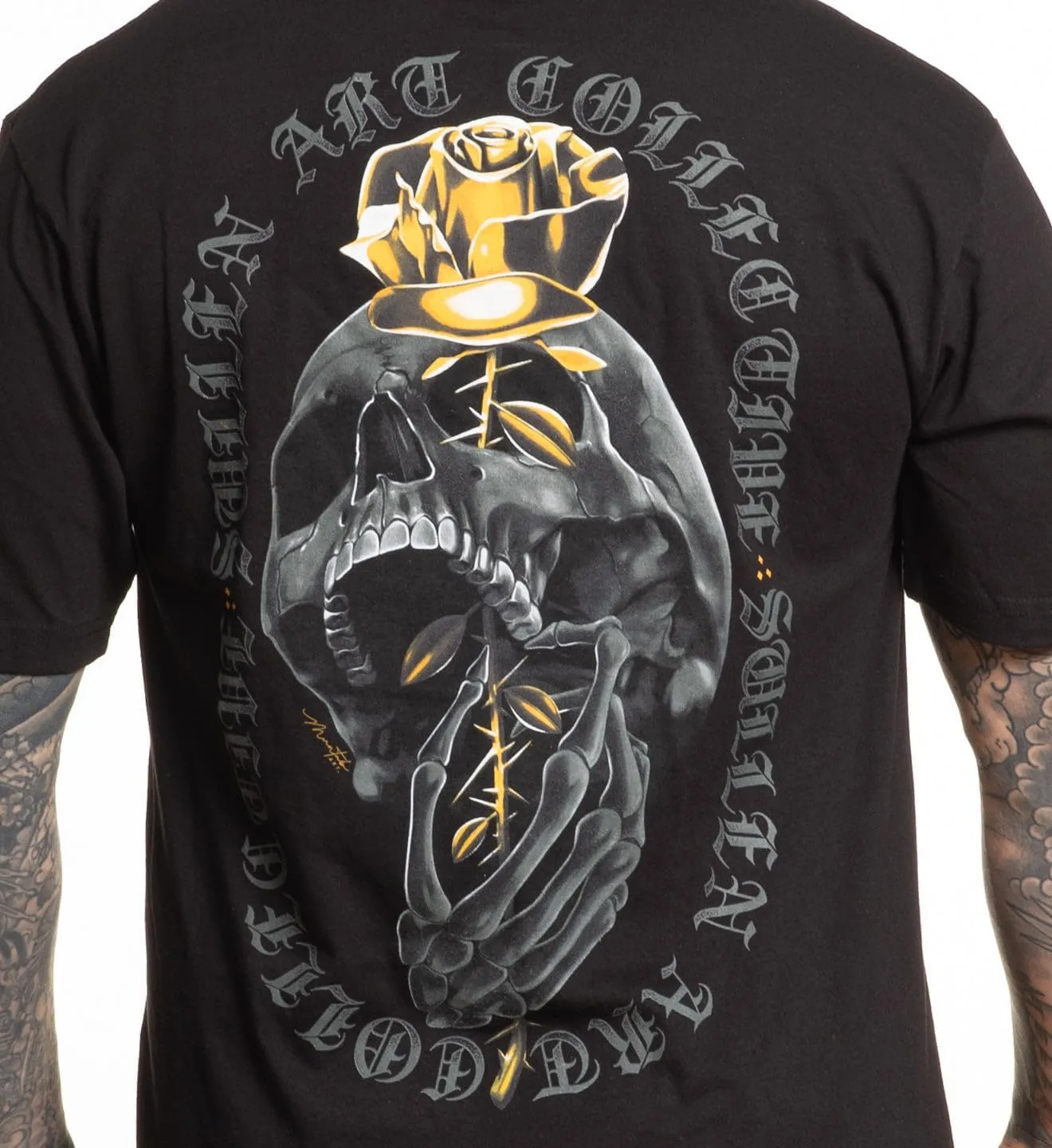Sullen Men's Rose Gold Tattoo Lifestyle Graphic Standard Short Sleeve Tee Black