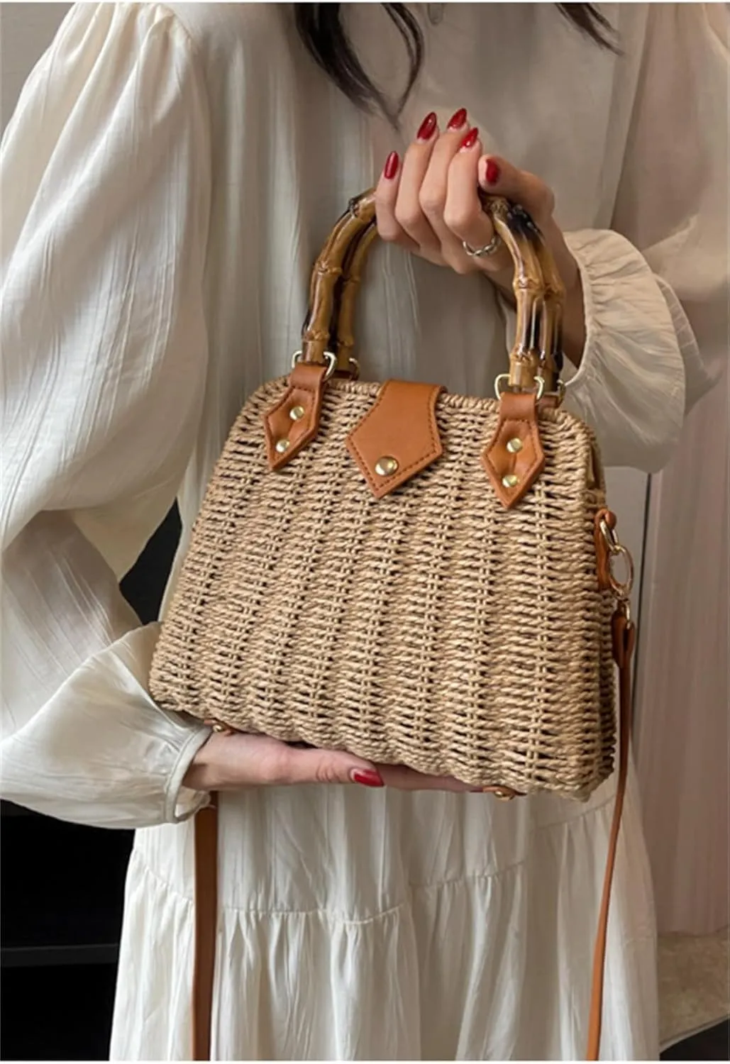 Summer Straw Bags for Women Straw Tote Bag Hand Woven Rattan Purse Beach Bag Hobo Bag 2024