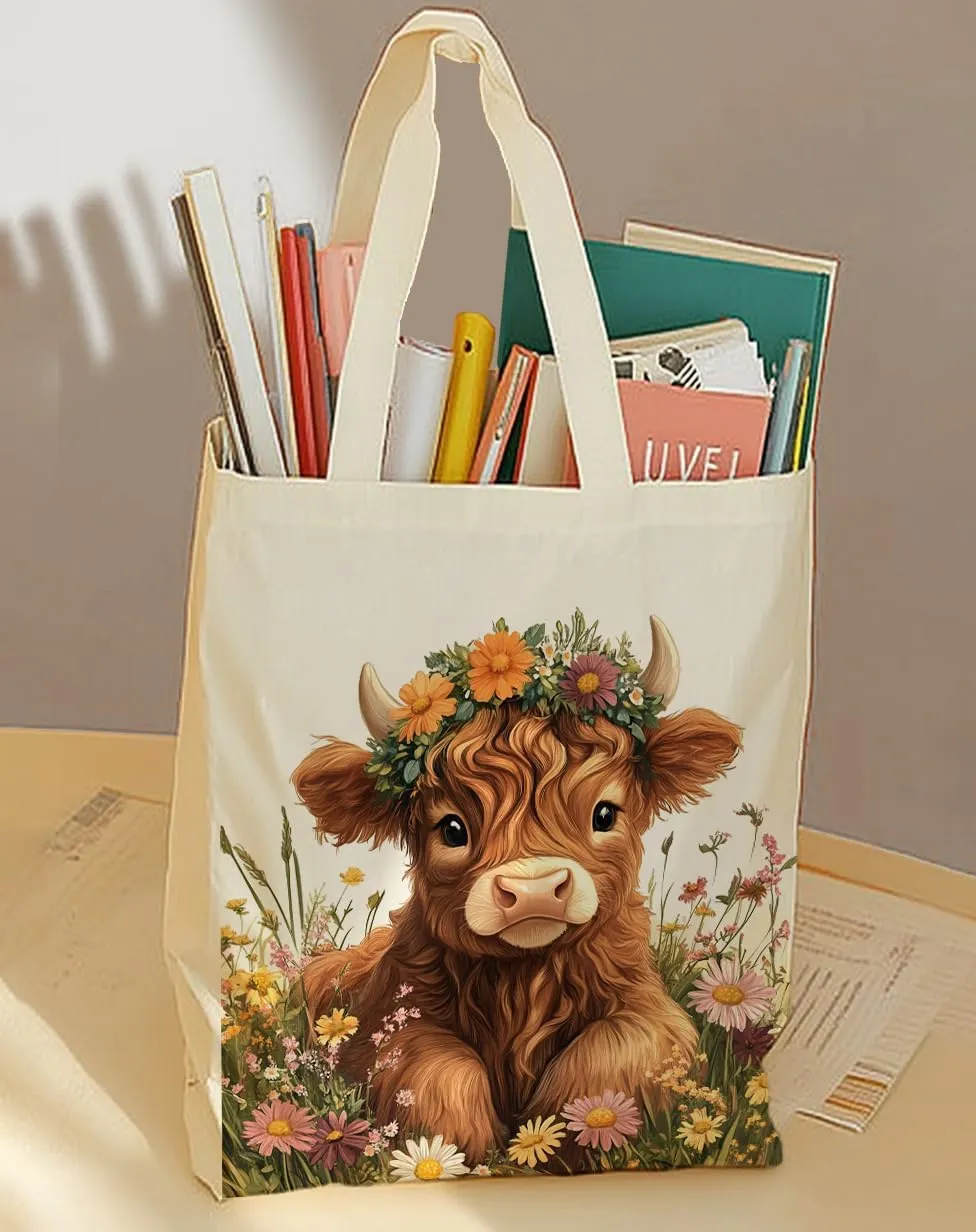 SUNFYCN Canvas Cotton Tote Bag for Women, Cat Tote Bag Reusable Grocery Bags Shopping Bags, Cute Tote Bag for Cat Lover