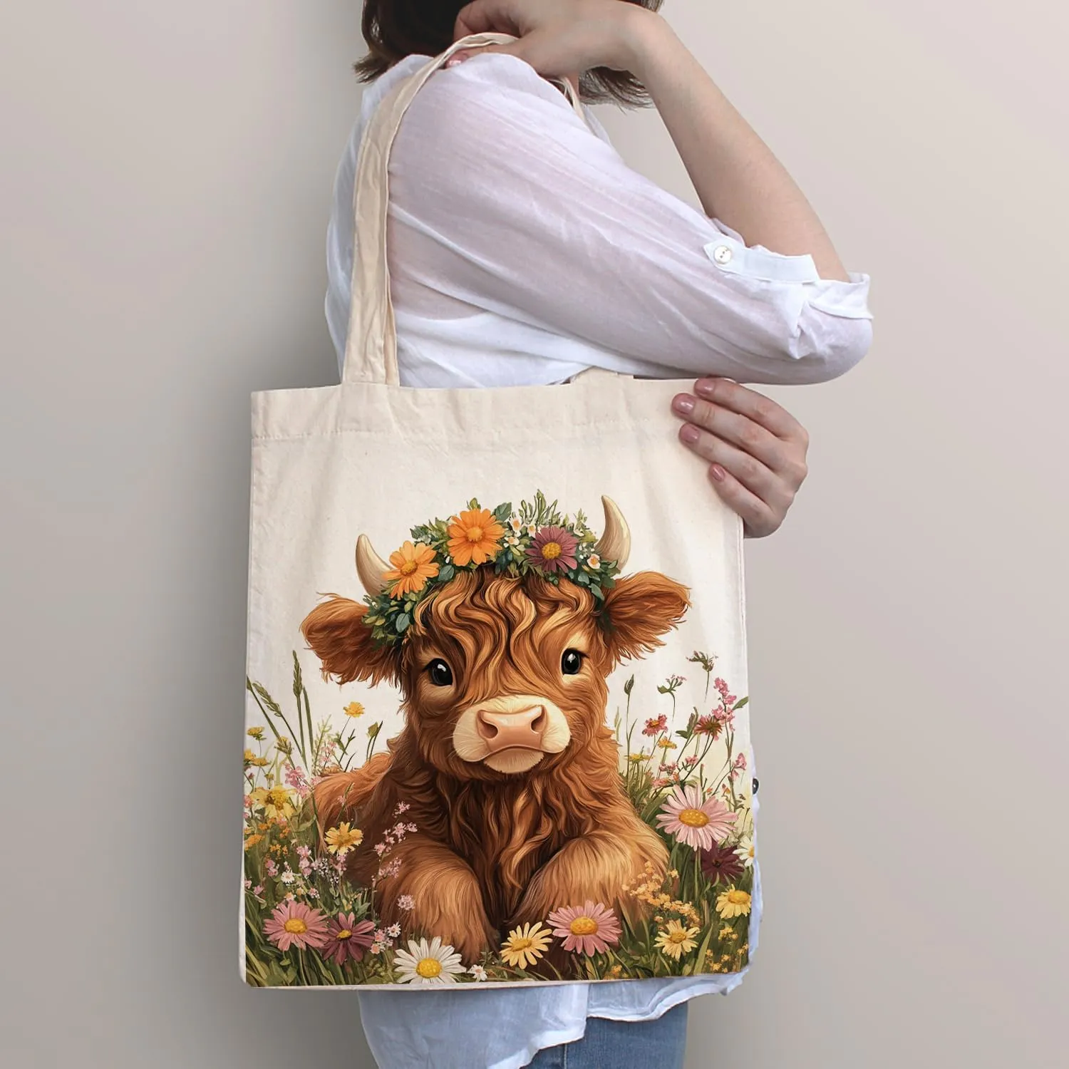 SUNFYCN Canvas Cotton Tote Bag for Women, Cat Tote Bag Reusable Grocery Bags Shopping Bags, Cute Tote Bag for Cat Lover
