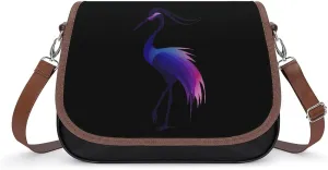 Sunrise Red Crowned Crane Crossbody Bags for Women PU Leather Tote Bag Purse Shoulder Bag for Travel Office