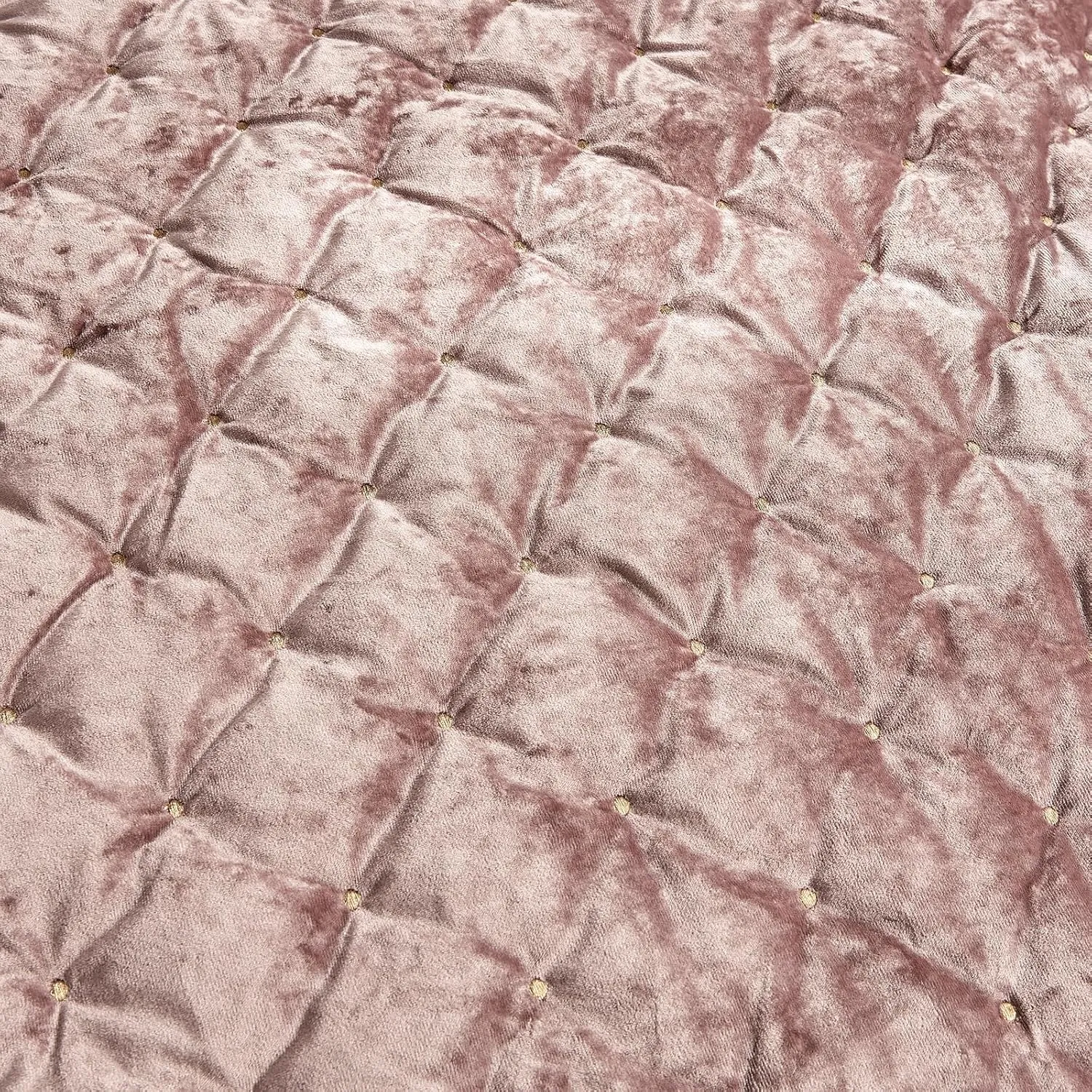 Sunshine Nicole Embroidery Quilt Set with Metallic Gold Thread, Distressed Velvet Face and Brushed Solid Microfiber Reverse, with Light Weight Soft Poly Fill, 3 Pieces Dusty Mauve Gold, King