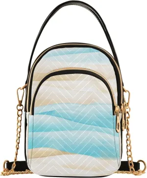 susiyo Sandy Ocean Small Crossbody Bags Shoulder Bag for Women Multi Zipper Stylish Ladies Messenger Bags Phone Purse Handbag Wallet