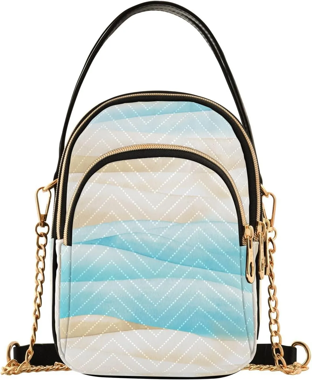 susiyo Sandy Ocean Small Crossbody Bags Shoulder Bag for Women Multi Zipper Stylish Ladies Messenger Bags Phone Purse Handbag Wallet