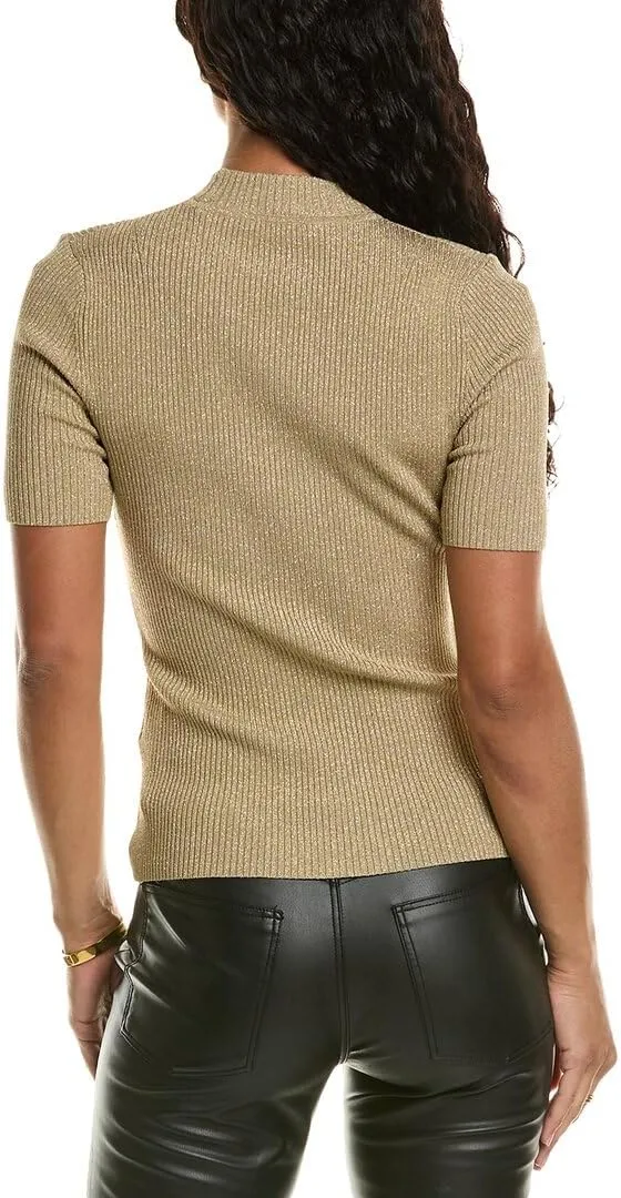 Sweater with Metallic Mock Neck
