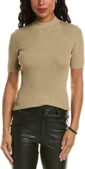 Sweater with Metallic Mock Neck