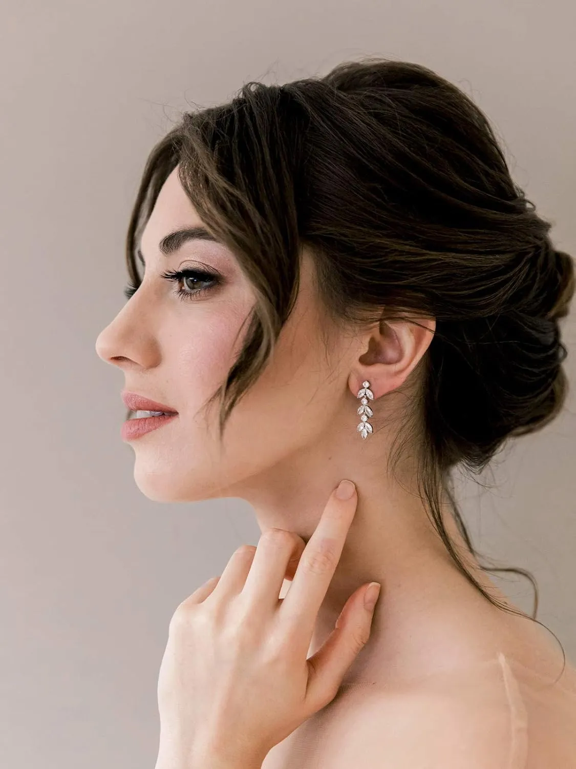 SWEETV Cubic Zirconia Wedding Earrings for Brides Bridesmaids, Elegant Marquise Bridal Dangling Earrings, Crystal Drop earrings for Women Jewelry Gifts
