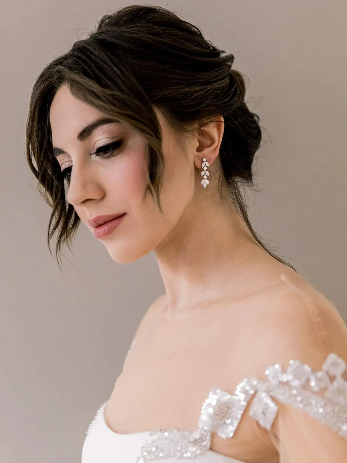 SWEETV Cubic Zirconia Wedding Earrings for Brides Bridesmaids, Elegant Marquise Bridal Dangling Earrings, Crystal Drop earrings for Women Jewelry Gifts
