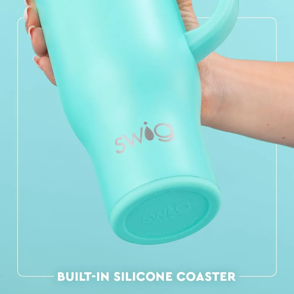 Swig Life 30oz Mega Mug, 30 oz Tumbler with Handle and Straw, Cup Holder Friendly, Dishwasher Safe, Extra Large Insulated Tumbler, Stainless Steel Water Bottle (Bride to Be)