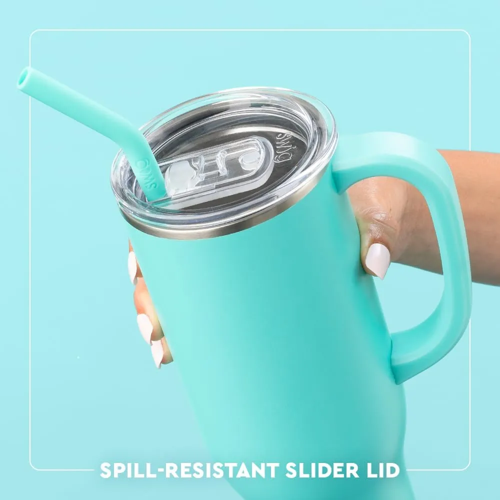 Swig Life 30oz Mega Mug, 30 oz Tumbler with Handle and Straw, Cup Holder Friendly, Dishwasher Safe, Extra Large Insulated Tumbler, Stainless Steel Water Bottle (Holly Jolly)