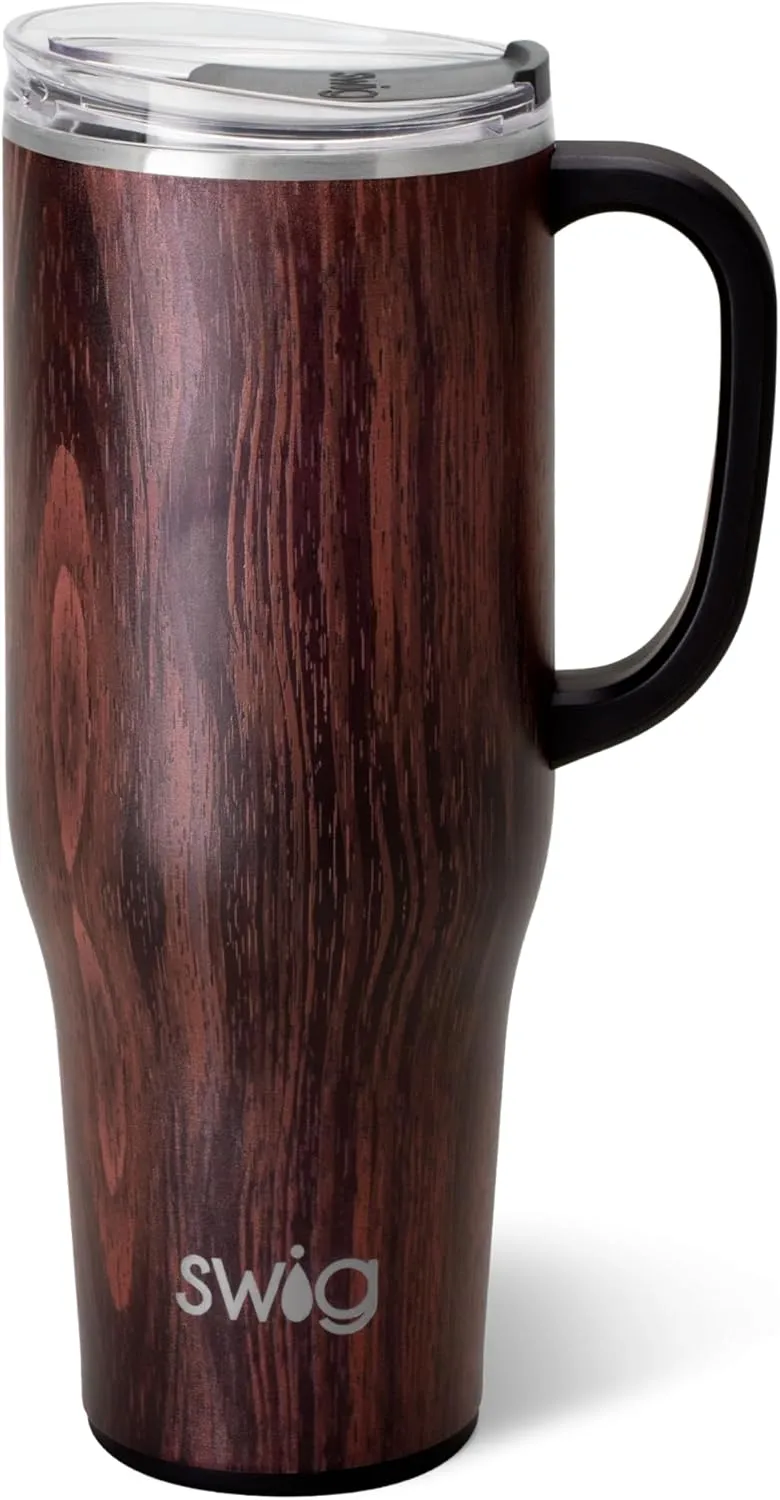 Swig Life 40oz Mega Mug, 40 oz Tumbler with Handle and Straw, Cup Holder Friendly, Dishwasher Safe, Extra Large Insulated Tumbler, Stainless Steel (Bourbon Barrel)