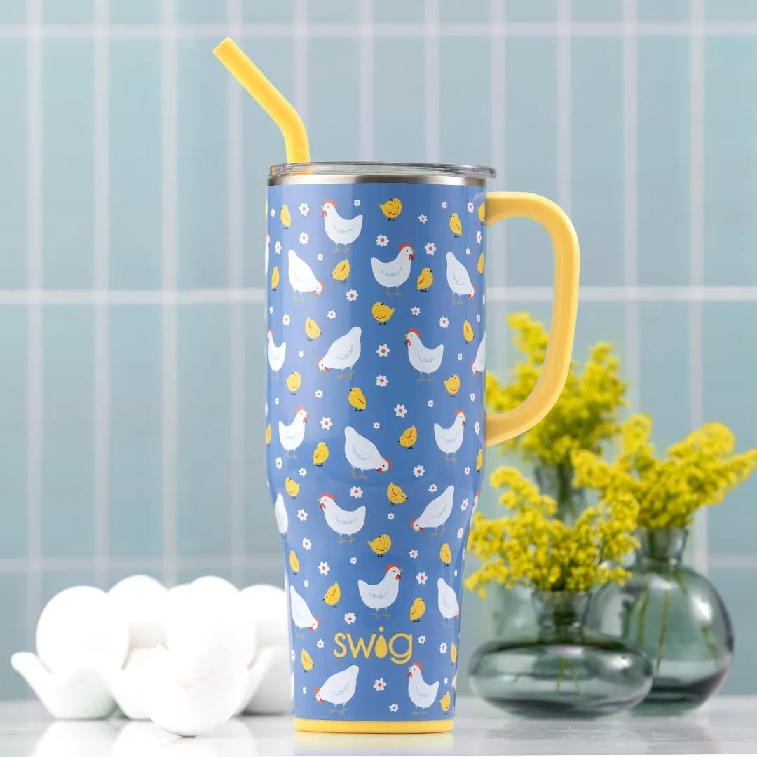 Swig Life 40oz Mega Mug, 40 oz Tumbler with Handle and Straw, Cup Holder Friendly, Dishwasher Safe, Extra Large Insulated Tumbler, Stainless Steel (Chicks Dig It)