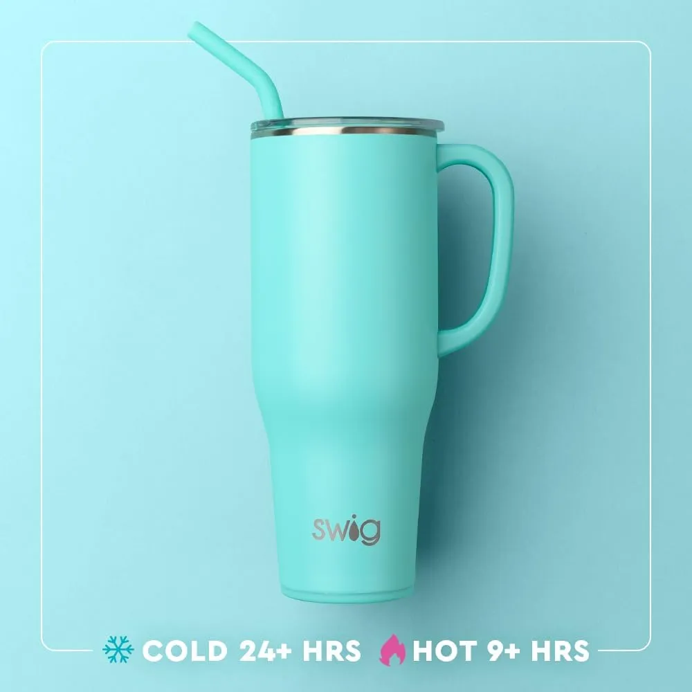 Swig Life 40oz Mega Mug, 40 oz Tumbler with Handle and Straw, Cup Holder Friendly, Dishwasher Safe, Extra Large Insulated Tumbler, Stainless Steel (Classic Nutcracker)