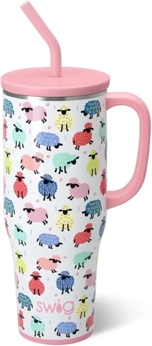 Swig Life 40oz Mega Mug, 40oz Tumbler with Handle and Straw, Extra Large Insulated Tumblers, Cup Holder Friendly Travel Mug (Counting Sheep)