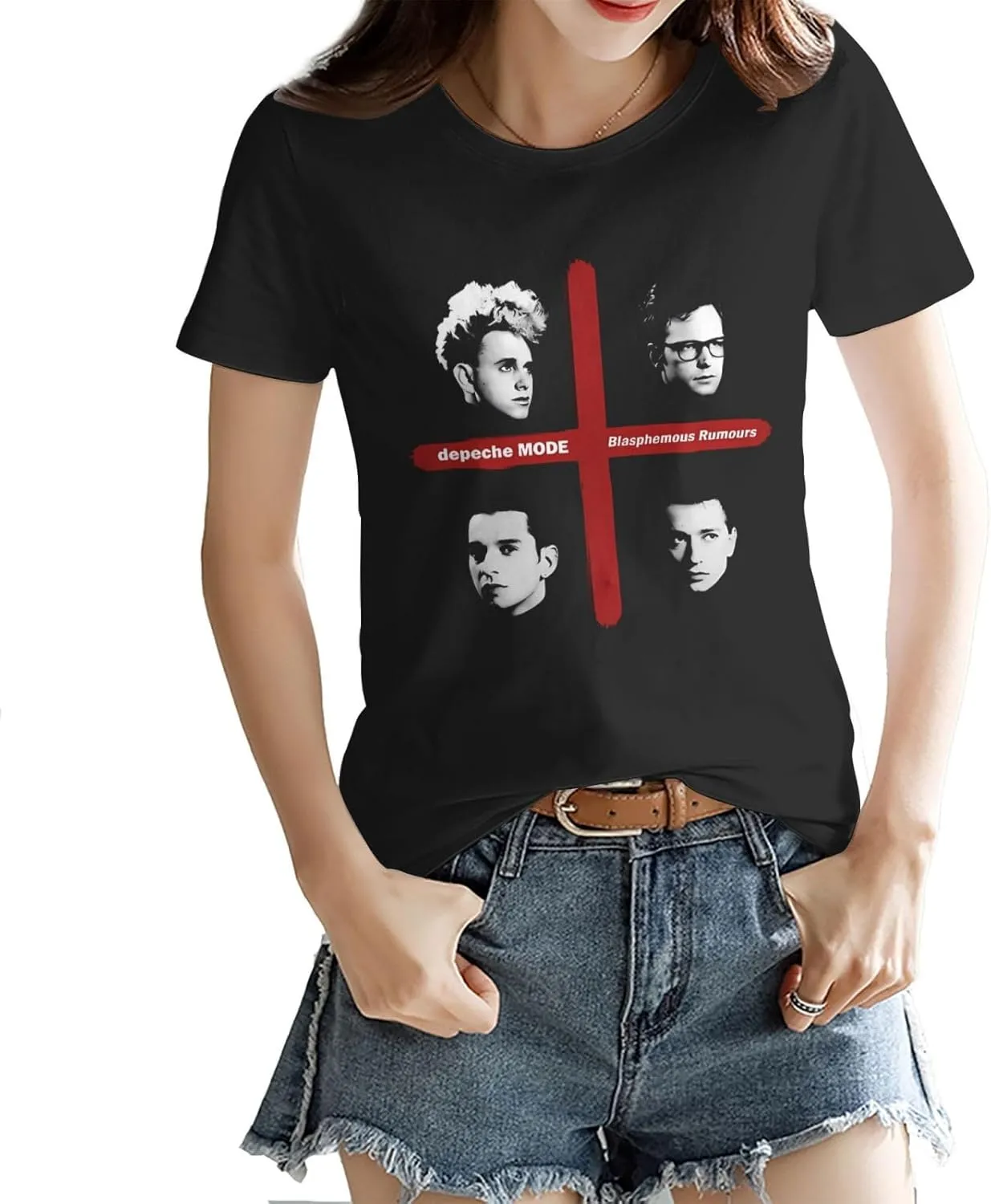 T Shirt Depeche Music Mode Fashion Womens Short Sleeve Tops Summer O-Neck Tee Black