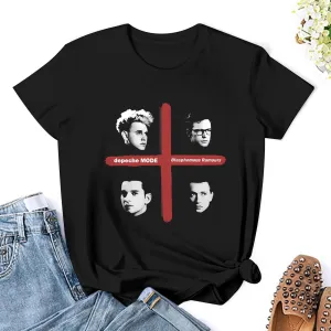 T Shirt Depeche Music Mode Fashion Womens Short Sleeve Tops Summer O-Neck Tee Black