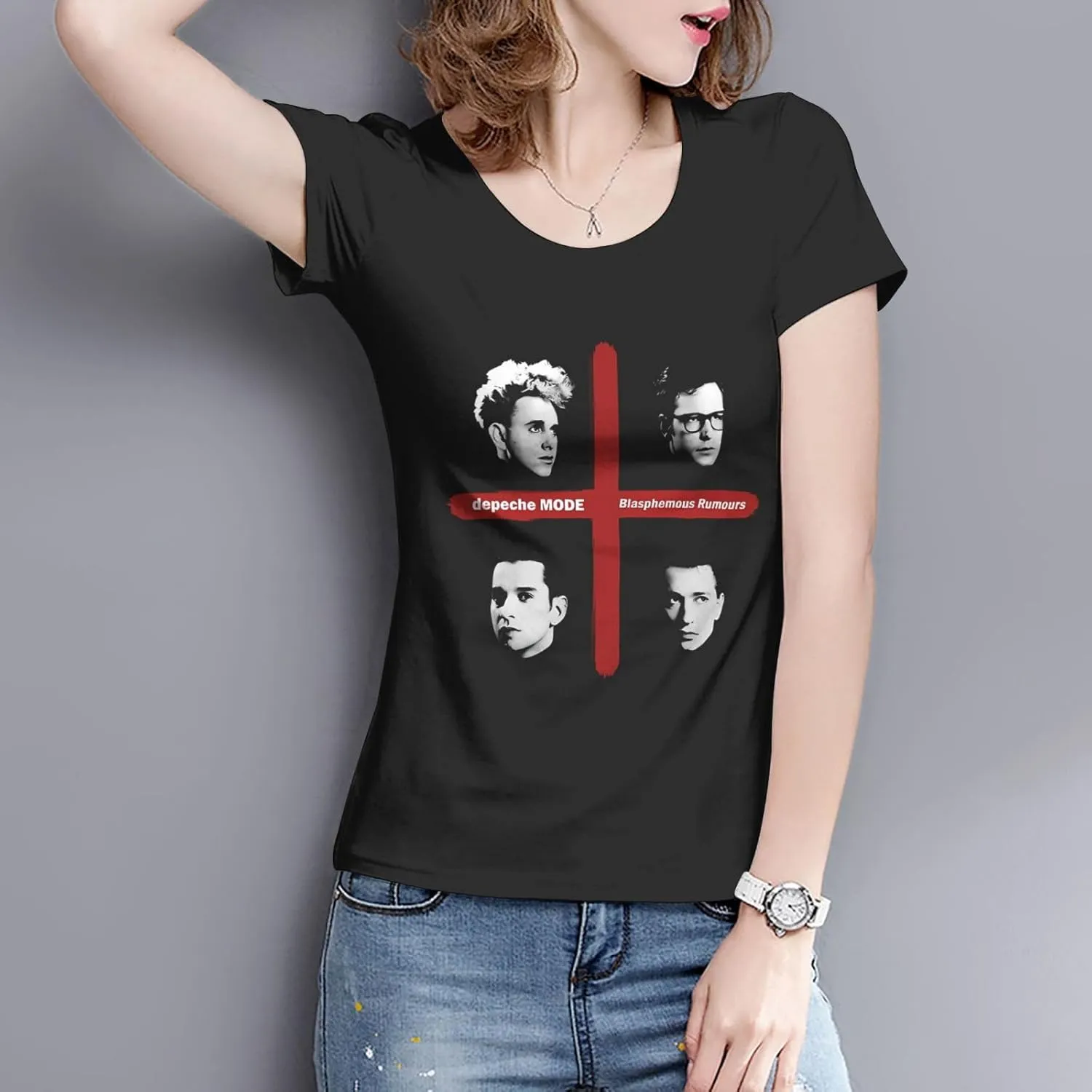 T Shirt Depeche Music Mode Fashion Womens Short Sleeve Tops Summer O-Neck Tee Black