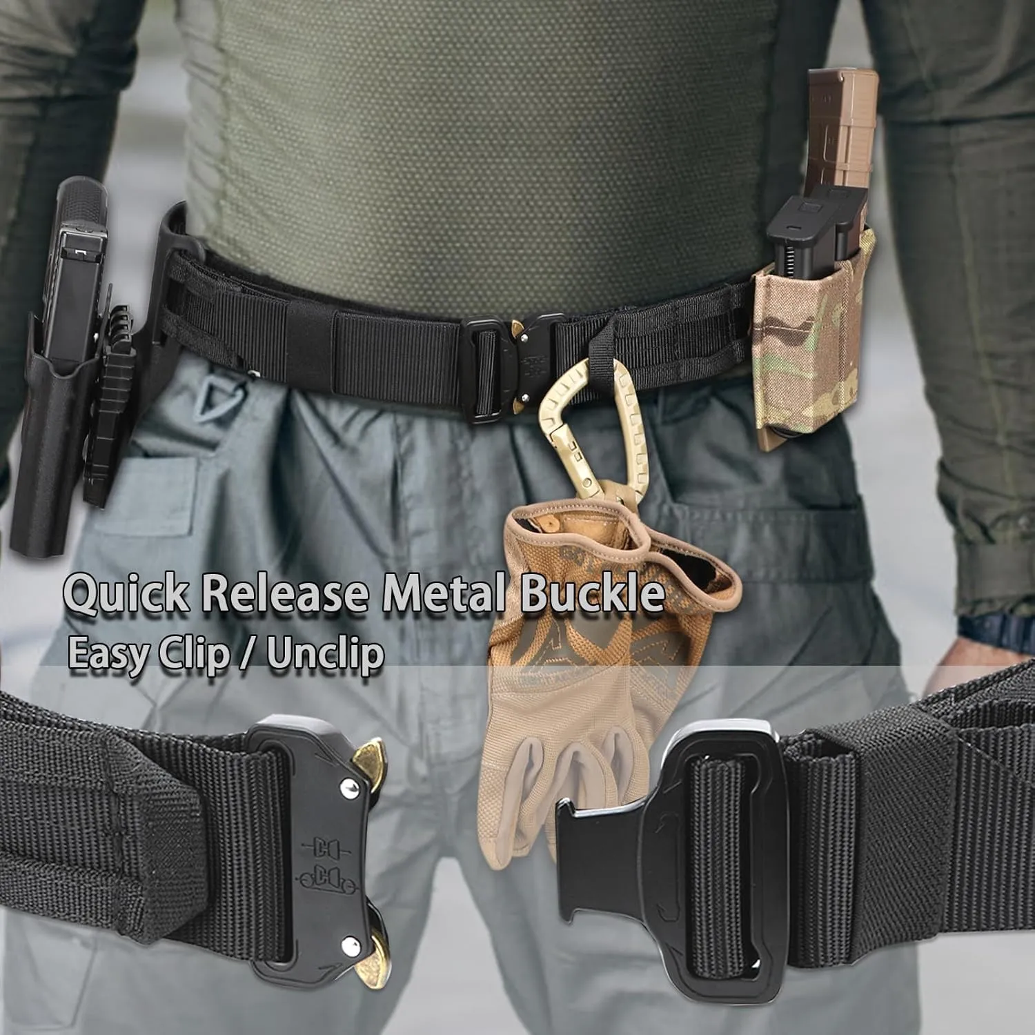 Tactical Battle Belt - Heavy Duty With Hanger MOLLE 1.75'' Outer With Inner Belt