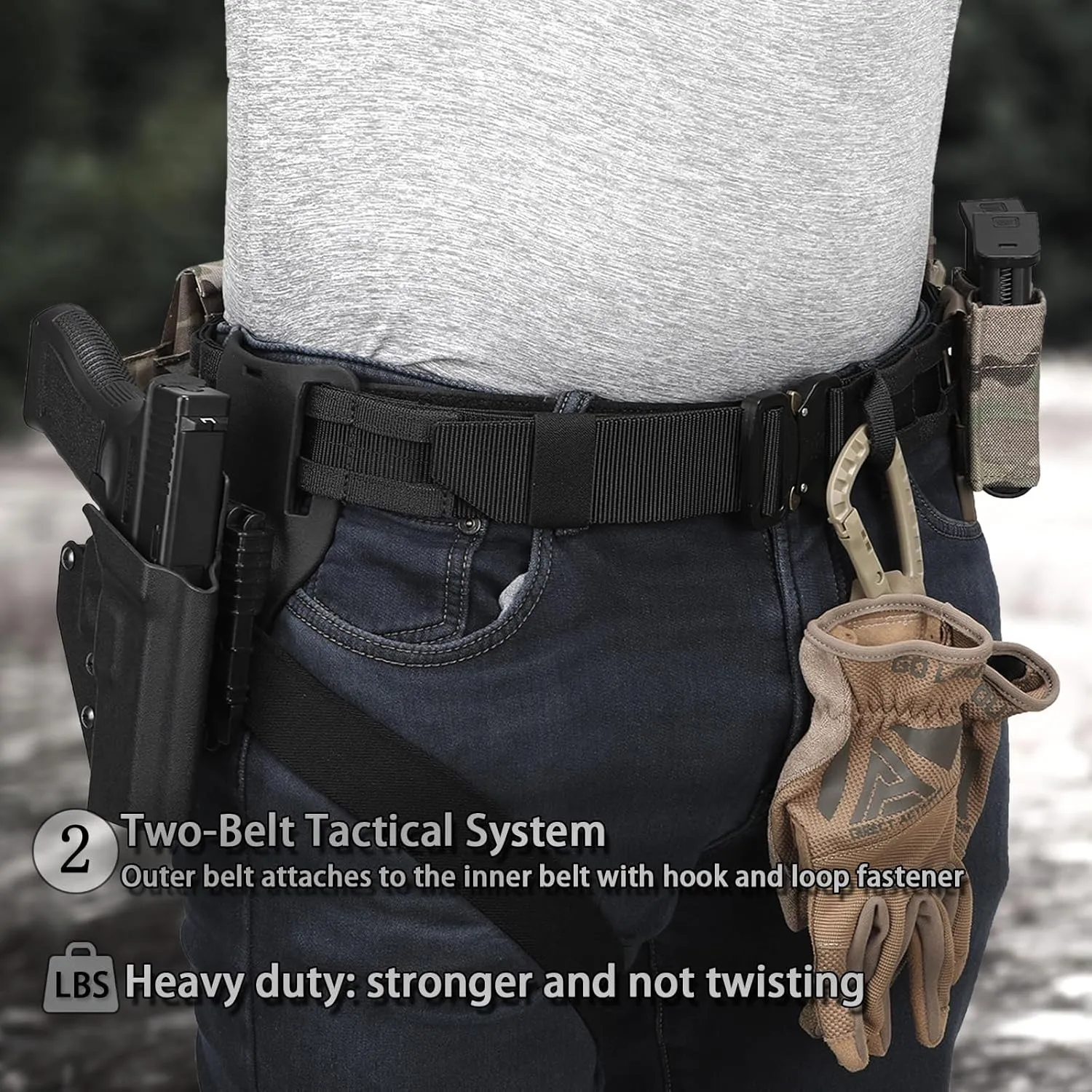 Tactical Battle Belt - Heavy Duty With Hanger MOLLE 1.75'' Outer With Inner Belt