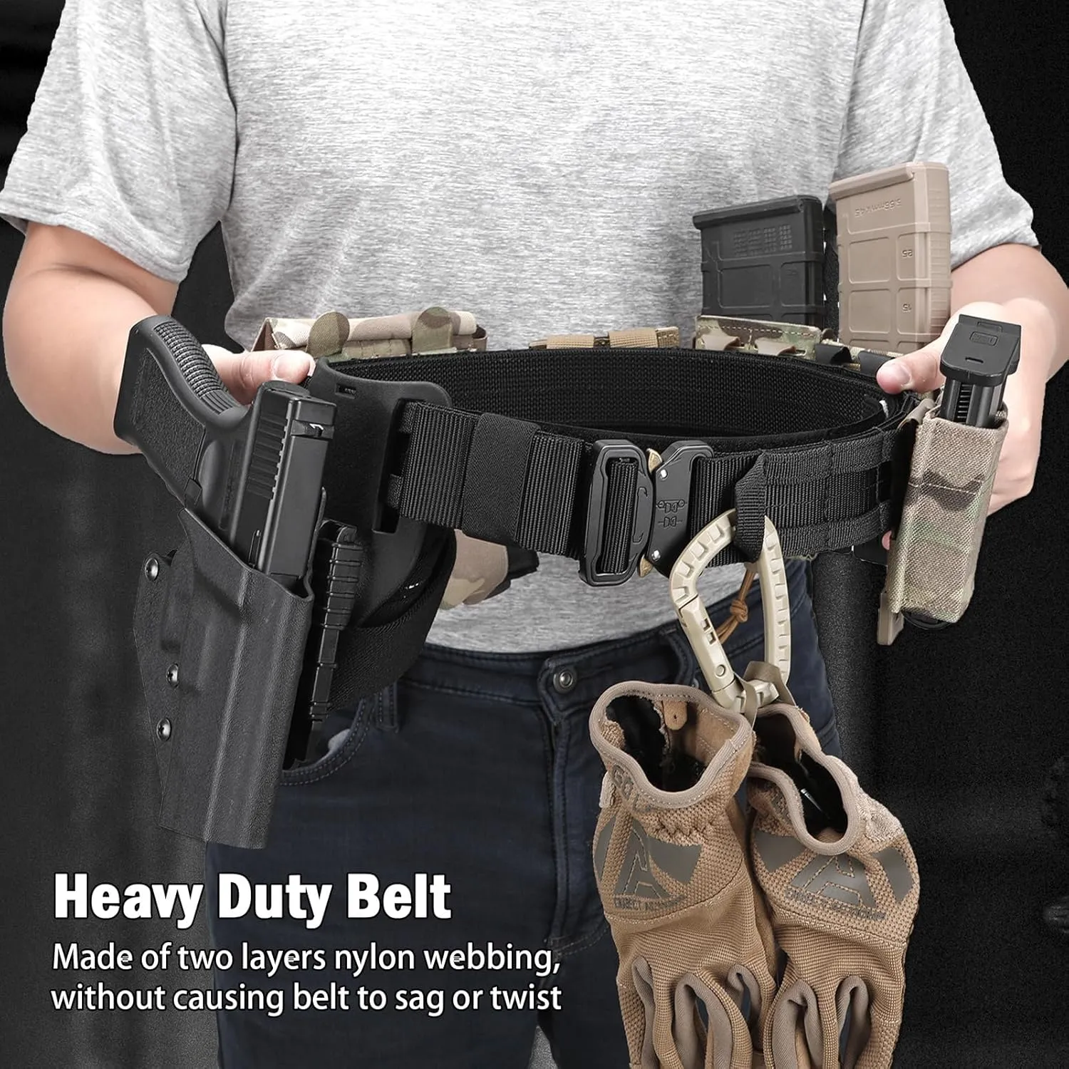 Tactical Battle Belt - Heavy Duty With Hanger MOLLE 1.75'' Outer With Inner Belt