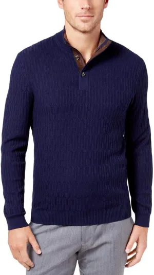 Tasso Elba Mens 3 Button Pullover Sweater