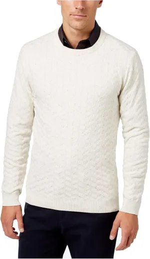 Tasso Elba Mens Chevron Shadow Long Sleeve Sweater Taupe XL