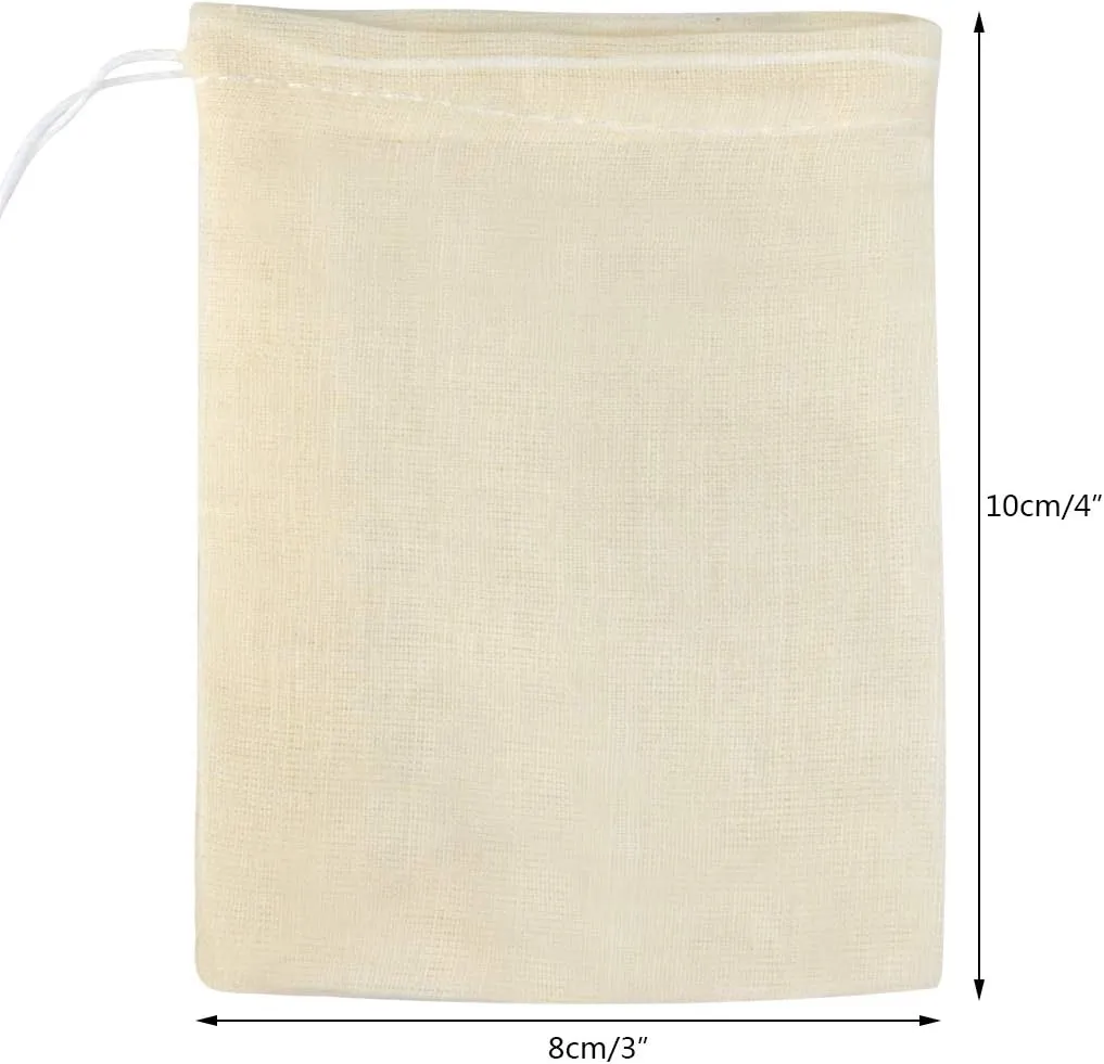 Tayfremn 200Pcs Cotton Drawstring Bags, Reusable Muslin Bag Natural Cotton Bags with Drawstring Produce Bag Bulk Gift Jewelry Pouch for Party Wedding Home Storage, Natural Color (4 x 3 Inches)